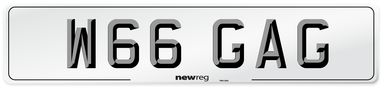 W66 GAG Number Plate from New Reg